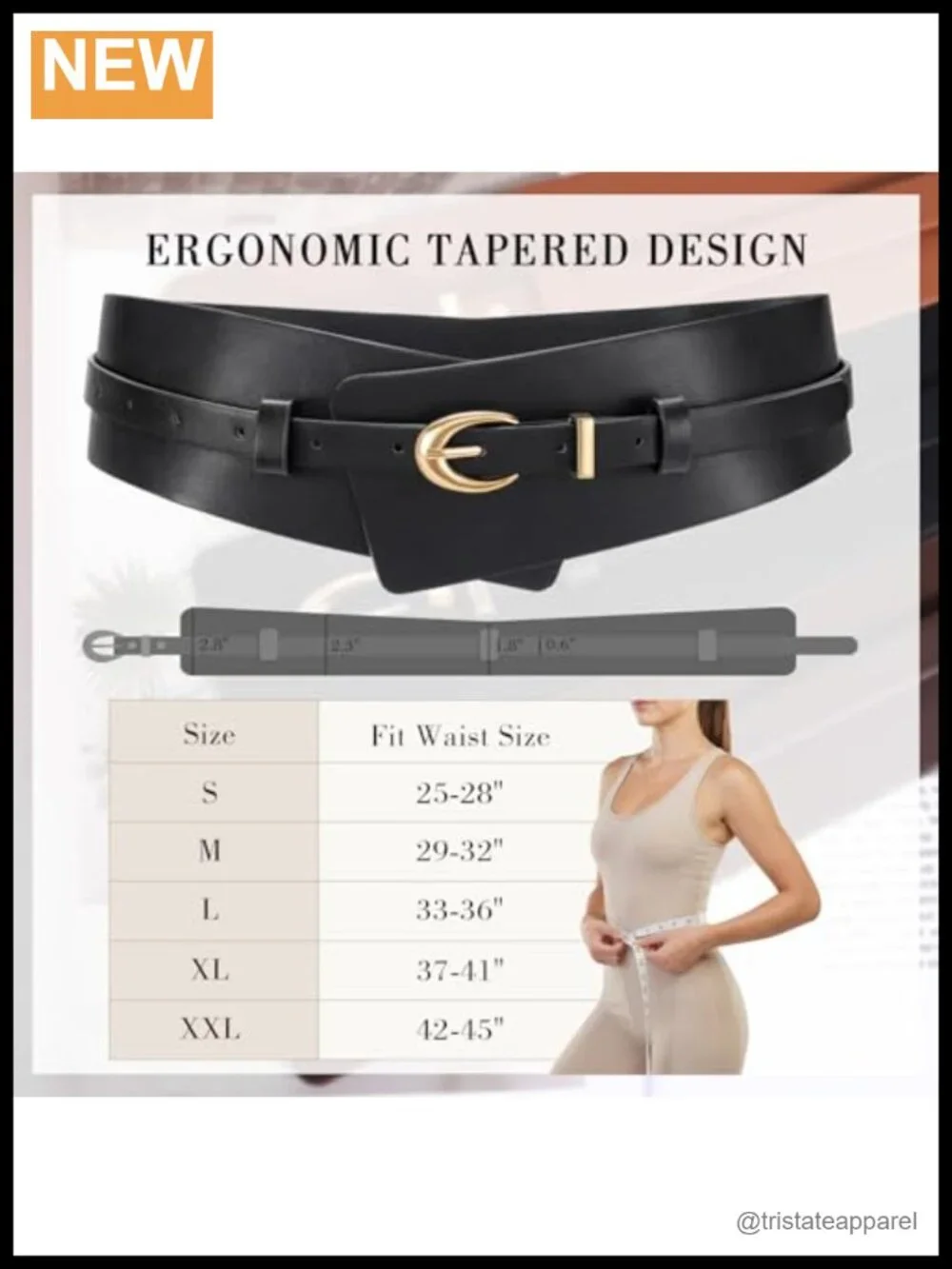 2-in-1 Wide PU Leather Belt for Women with Detachable Skinny Belt, Gold Buckle